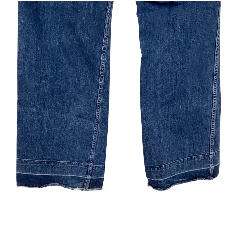 J.CREW Denim‎ Wide Flare Leg Jeans Womens 29 Blue High Rise Raw Hem Boho Coastal